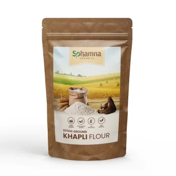 Sohamna Organics Khapli Wheat Flour 1KG | Stone Ground Emmer Wheat Atta for Rotis & Baking